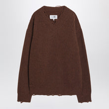  MM6 Maison Margiela Distressed brown wool-blend sweater