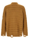 Mm6 Maison Margiela Beige Distressed Cardigan