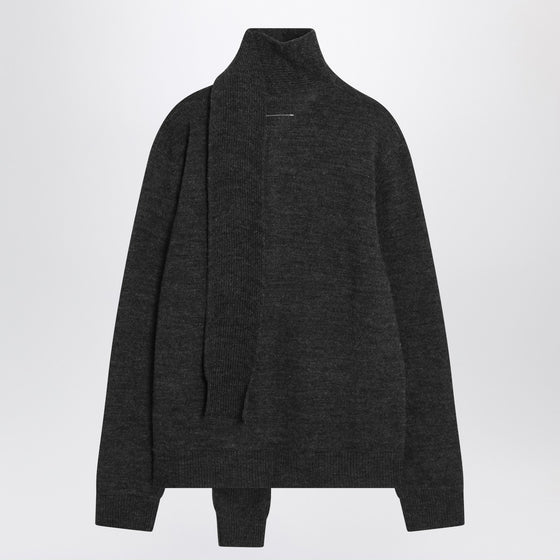 MM6 Maison Margiela Grey wool-blend cardigan with scarf