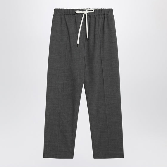 MM6 Maison Margiela Gray wool-blend trousers with drawstring