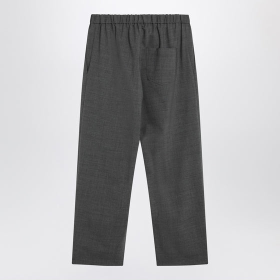 MM6 Maison Margiela Gray wool-blend trousers with drawstring