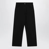 MM6 Maison Margiela Wide-leg cotton trousers with embroidered logo, black