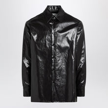  MM6 Maison Margiela Brown glossy-effect linen shirt