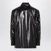 MM6 Maison Margiela Brown glossy-effect linen shirt