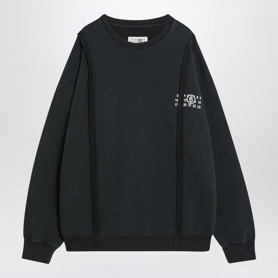 MM6 Maison Margiela Black sweatshirt with Numeric logo in cotton
