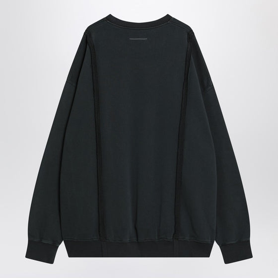 MM6 Maison Margiela Black sweatshirt with Numeric logo in cotton
