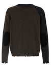 Mm6 Maison Margiela Two-tone Suede Patch Cardigan
