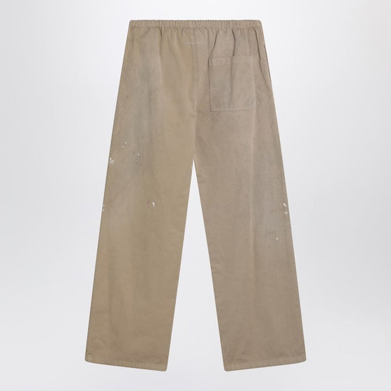 MM6 Maison Margiela Wide beige trousers with brushstrokes