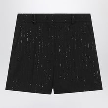  Max Mara Pianoforte Black shorts with pinstripe-effect micro sequins