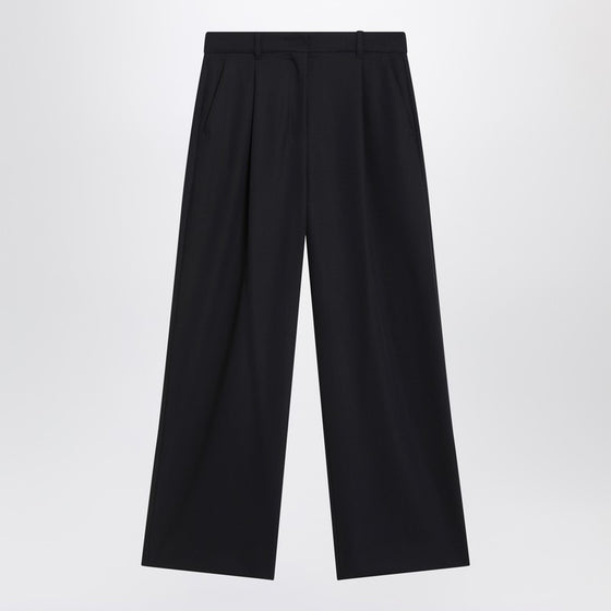 S Max Mara Midnight blue crêpe wool trousers