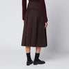 Patou Brown midi skirt with belt