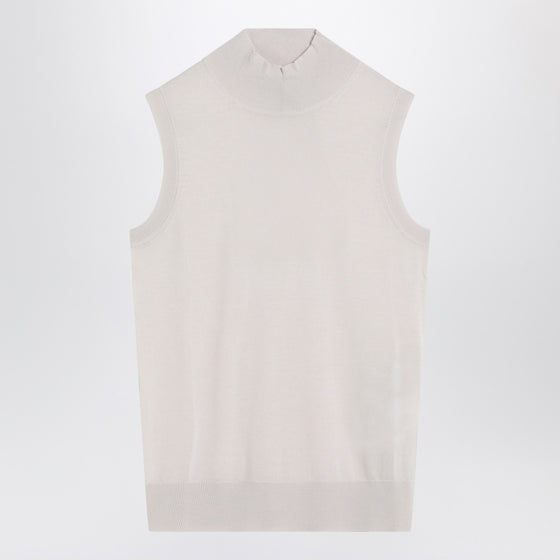 S Max Mara White turtleneck vest in wool