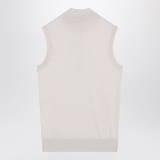S Max Mara White turtleneck vest in wool