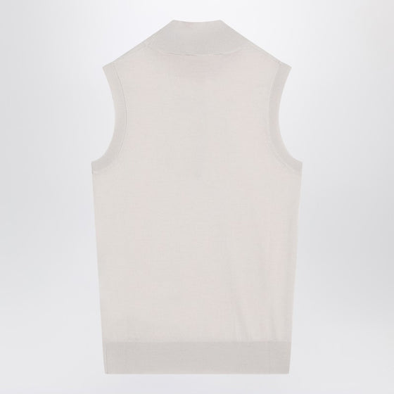 S Max Mara White turtleneck vest in wool
