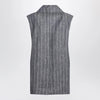 S Max Mara Double-Breasted Pinstripe Linen Vest