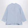 S Max Mara Light blue pure linen mandarin-collar shirt