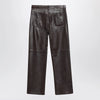 S Max Mara Brown lamb nappa leather trousers
