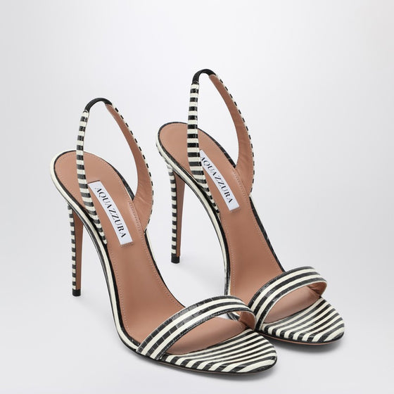 Aquazzura So Nude 105 white and black sandals