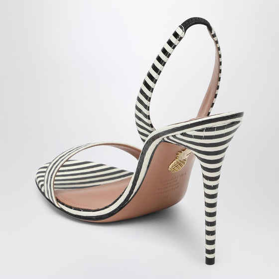Aquazzura So Nude 105 white and black sandals