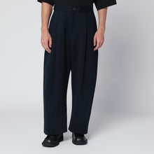  STUDIO NICHOLSON Wide-leg navy blue cotton trousers
