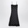 Sportmax Long polka-dot silk dress with lace in black