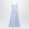 Sportmax Long striped cotton poplin dress in light blue