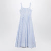 Sportmax Long striped cotton poplin dress in light blue
