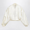 Sportmax Ivory pleated satin bomber jacket