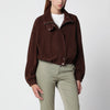Nour Hammour Pia bomber jacket in Acajou brown suede leather