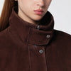 Nour Hammour Pia bomber jacket in Acajou brown suede leather