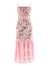 Self-Portrait Pink Crochet Lace Midi Dress