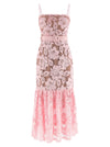 Self-Portrait Pink Crochet Lace Midi Dress
