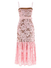 Self-Portrait Pink Crochet Lace Midi Dress