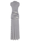 Self-Portrait Navy Stripe Jersey Maxi Dress