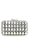 Self-Portrait Black Satin Crystal Clutch