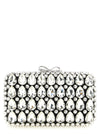 Self-Portrait Black Satin Crystal Clutch