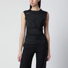 Durazzi Milano Black mélange tank top with braided details