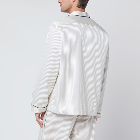 Tekla Brown and white striped pyjama shirt