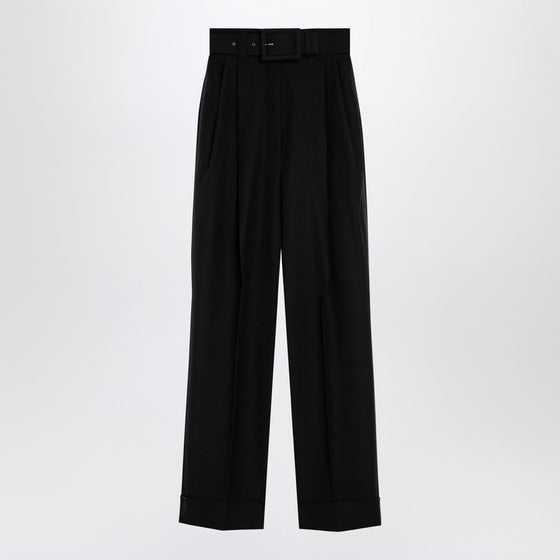 Max Mara Pianoforte Black Grain de Poudre wool trousers