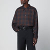 STUDIO NICHOLSON Navy blue and brown check shirt