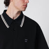 Needles Black piqué polo shirt with embroidered butterfly