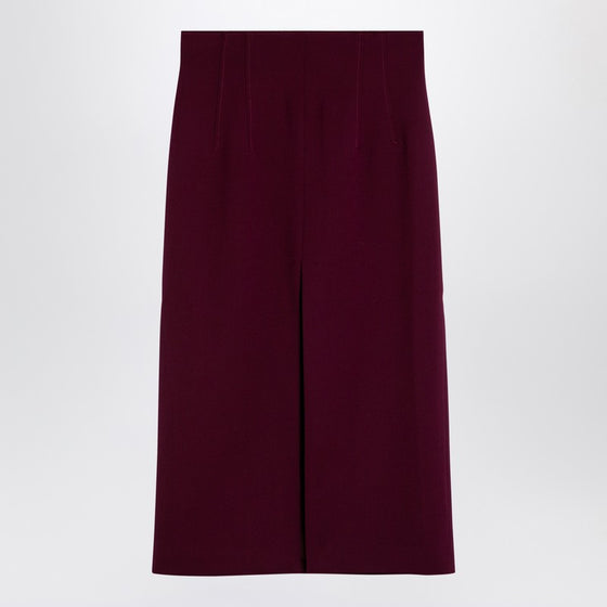 THE ANDAMANE Stephanie Burgundy wool-blend midi skirt