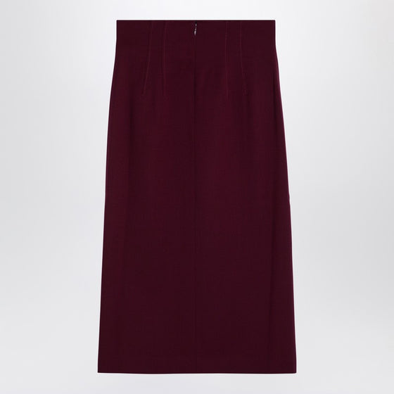 THE ANDAMANE Stephanie Burgundy wool-blend midi skirt