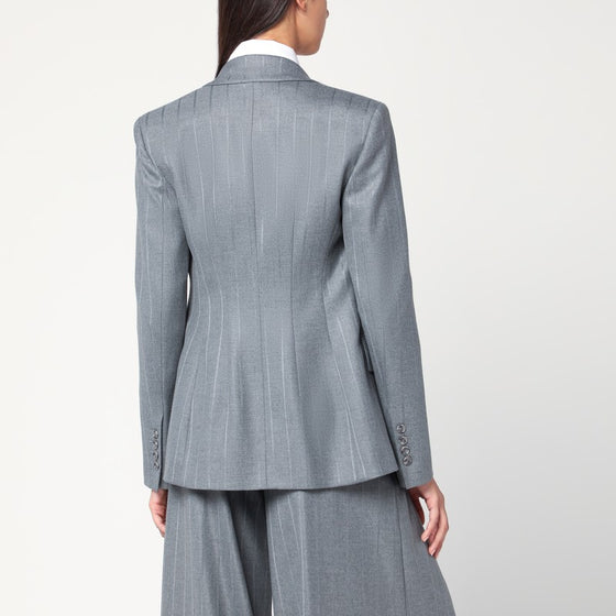 THE ANDAMANE Shannon grey pinstriped double-breasted jacket