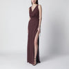 THE ANDAMANE Aubergine silk-blend long dress