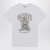 GANNI White T-shirt with leopard print