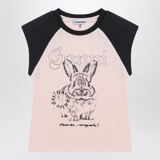 GANNI Pink T-shirt with logo print