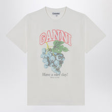 GANNI Ivory T-shirt with grape print