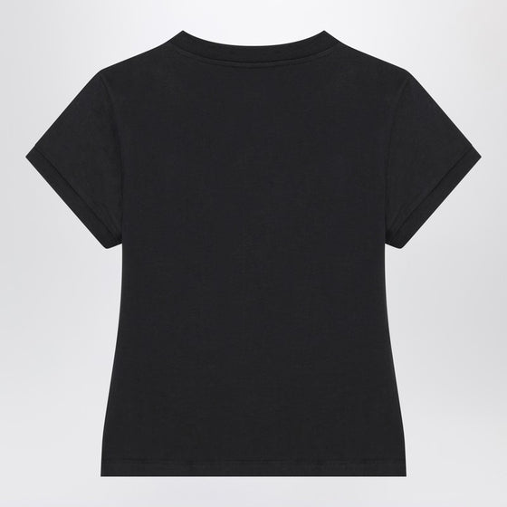 GANNI Washed black T-shirt with poodle print