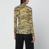 GANNI Khaki zebra-print turtleneck